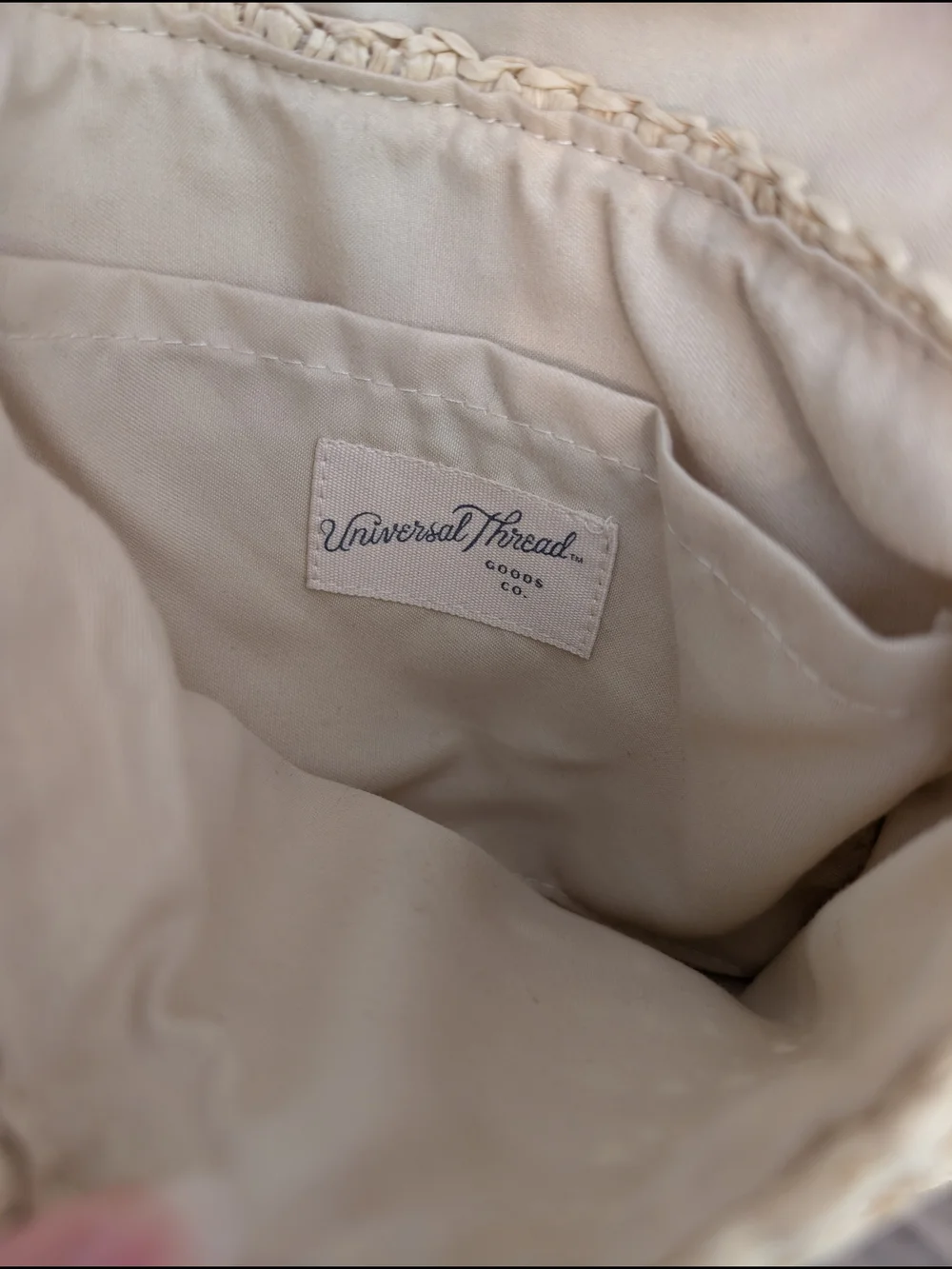 Universal Thread Cream Woven Shoulder Bag with Tan Strap